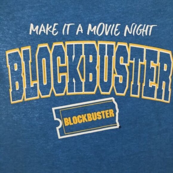 NWT Blockbuster "Make it a Movie Night" T-Shirt Blue XS - Picture 2 of 5
